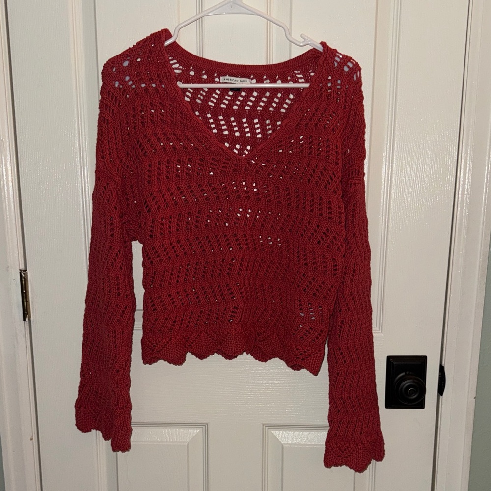 American Eagle Outfitters Red Knit Sweater